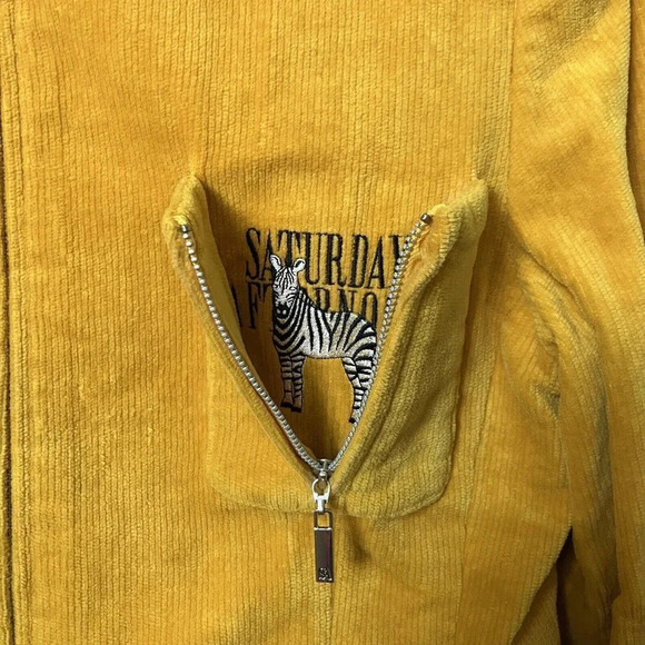 Vintage  Saturday Afternoons Golf Gold Yellow Corduroy Zip Jacket - Picture 8 of 8